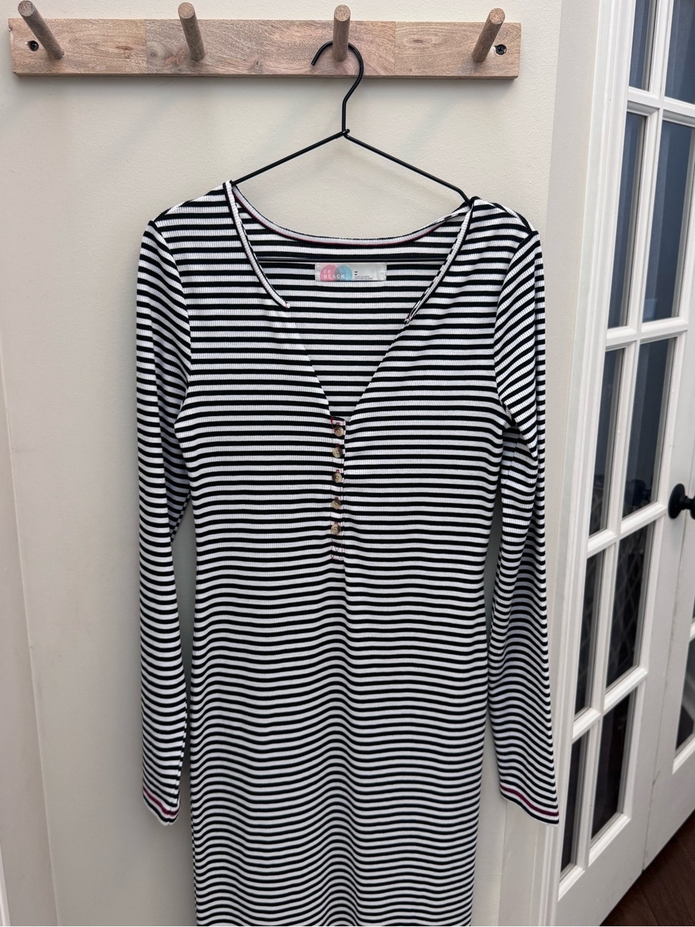 Free People Beach ribbed knit maxi dress Black White - Picture 3 of 9